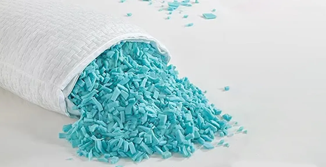 Shredded blue cooling gel foam material