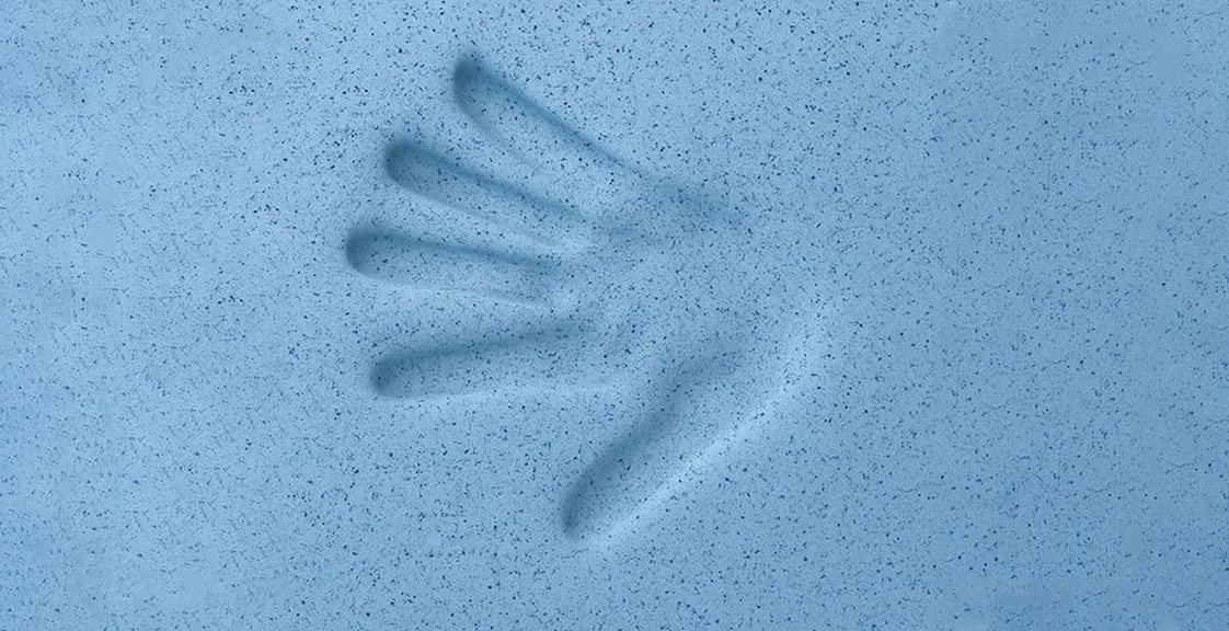Memory foam material handprint