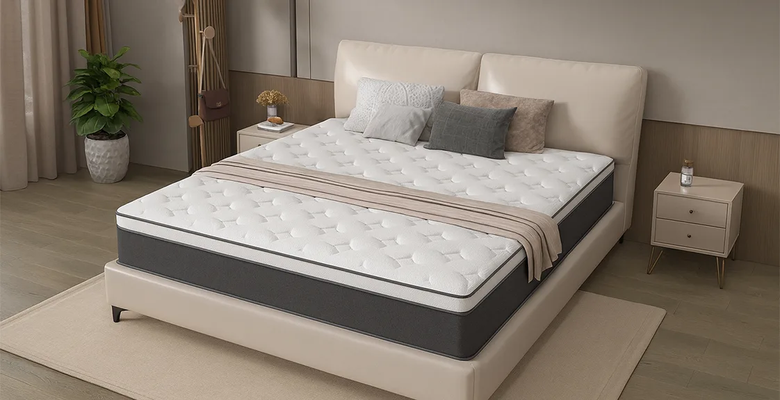 Pocket spring mattress in the bedroom
