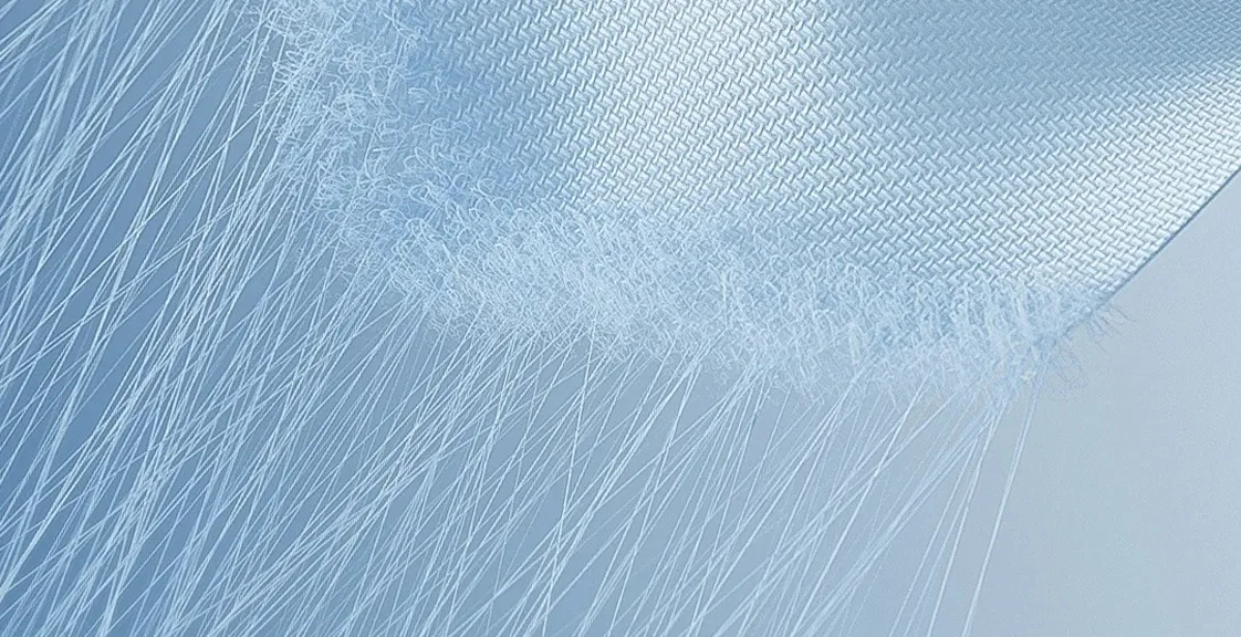 Close-up texture of durable polyester mattress fabric fibers